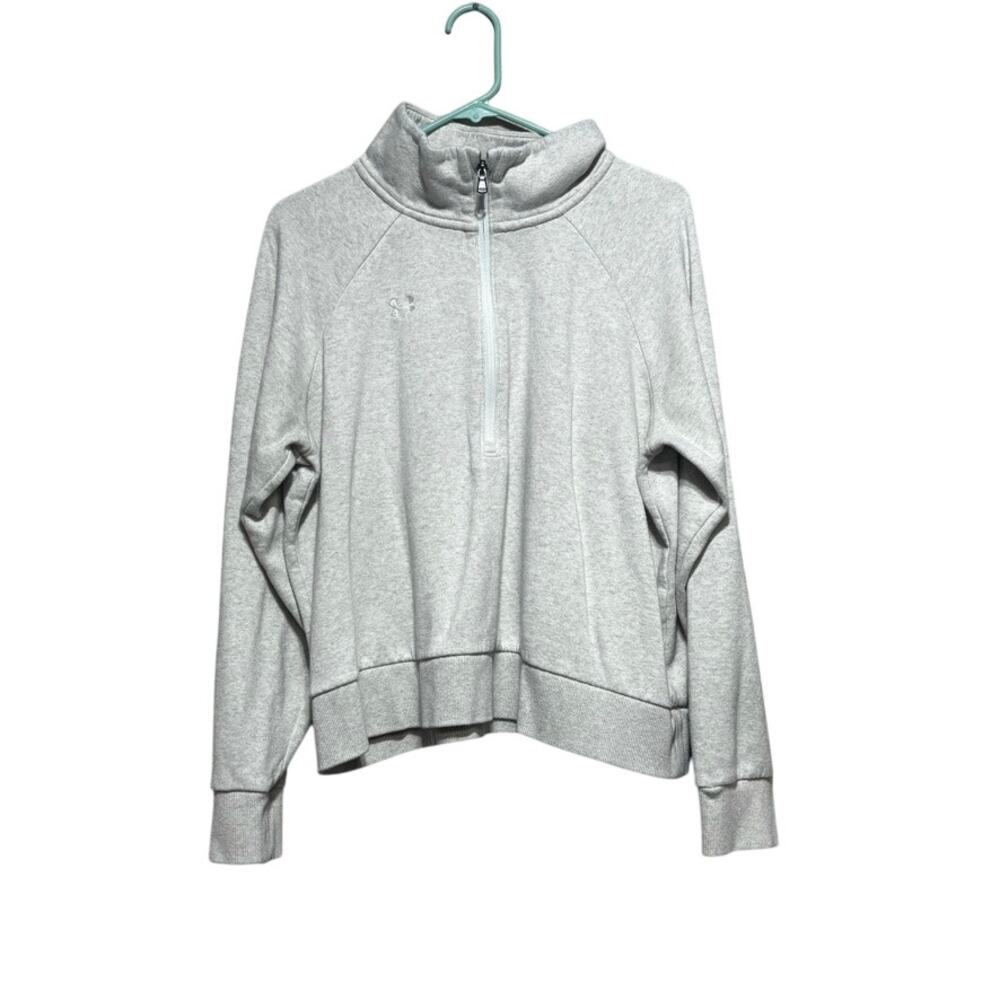 Under Armour Women's Gray Heather 1/4 Zip Pullover Sweatshirt Large Athleisure